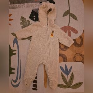 Winnie The Pooh Cozy Cream Hooded Baby Onesie